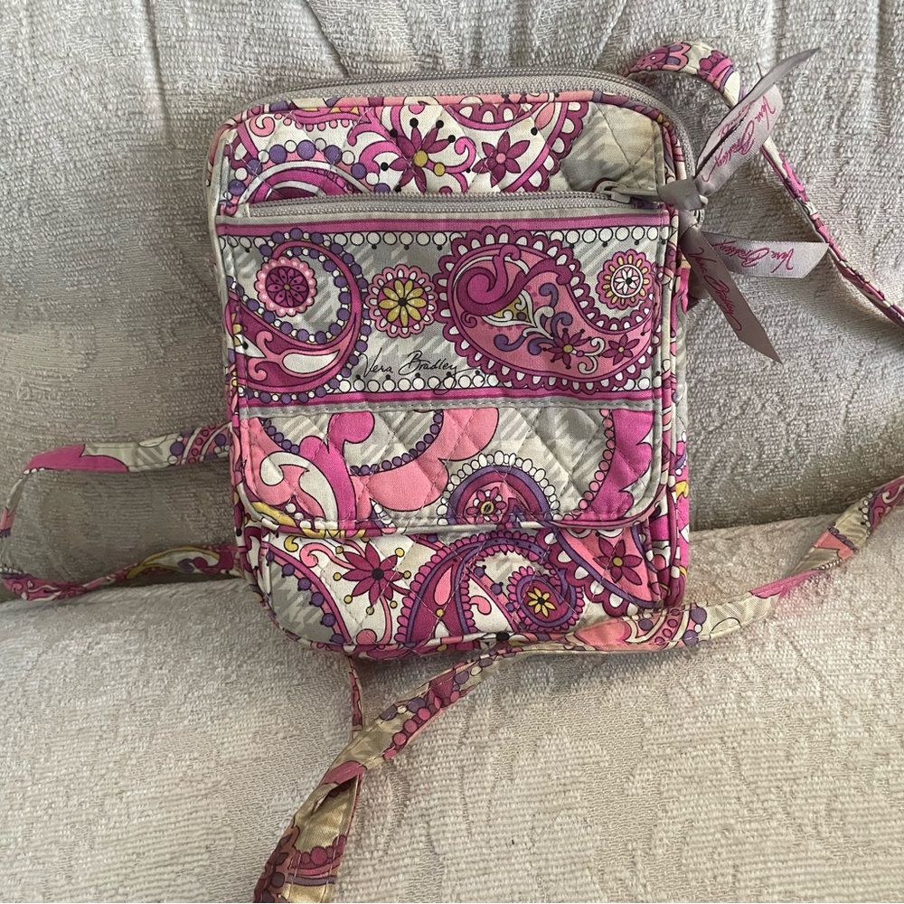Vera Bradley Pink and Purple Paisley Crossbody Bag